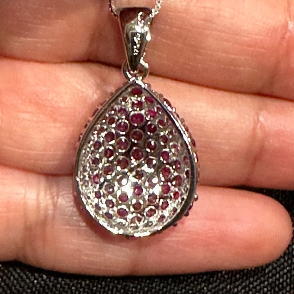 Pear-Shaped Ruby Cluster Pendant - Picture 8 of 10